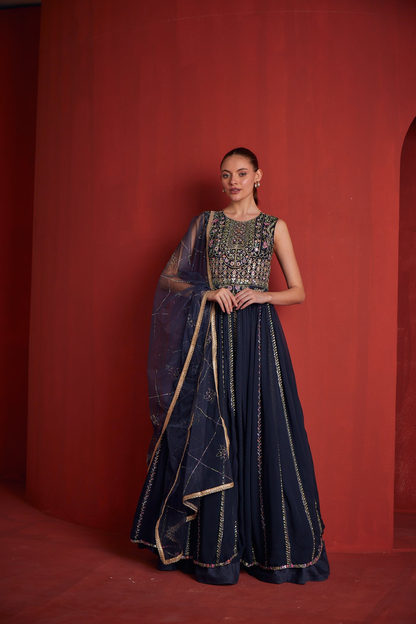 Neeru's Womens Navy Bule Gown