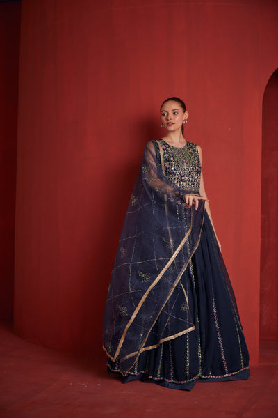 Neeru's Womens Navy Bule Gown