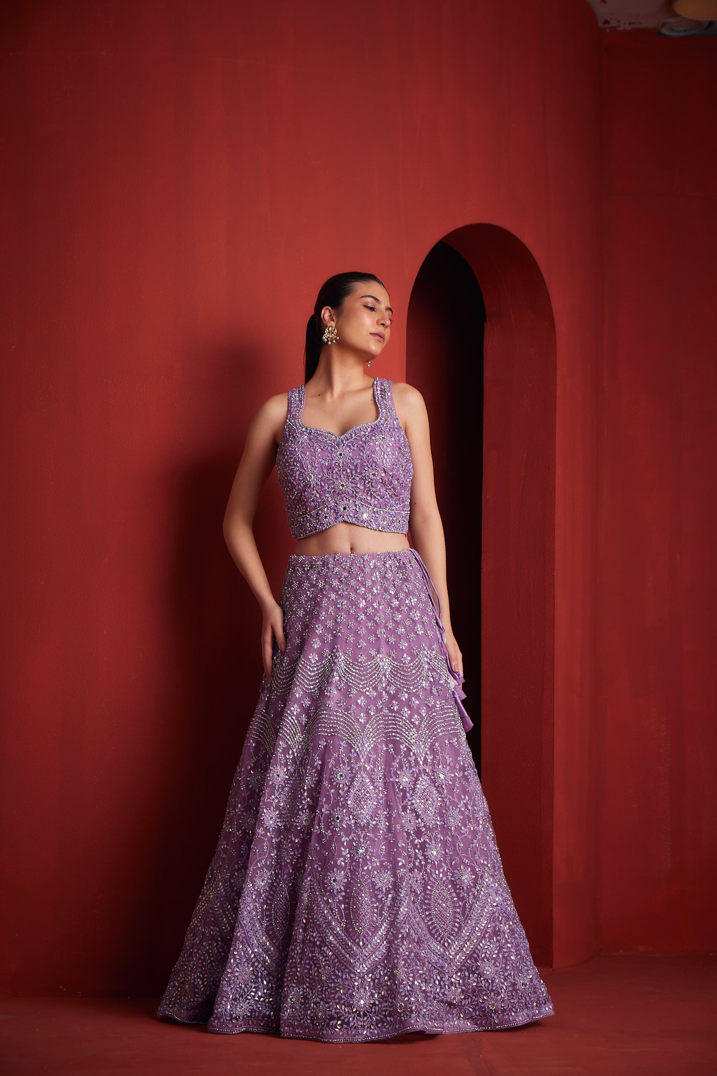 Neeru'S Womens Lilac Colour Ghagra Set