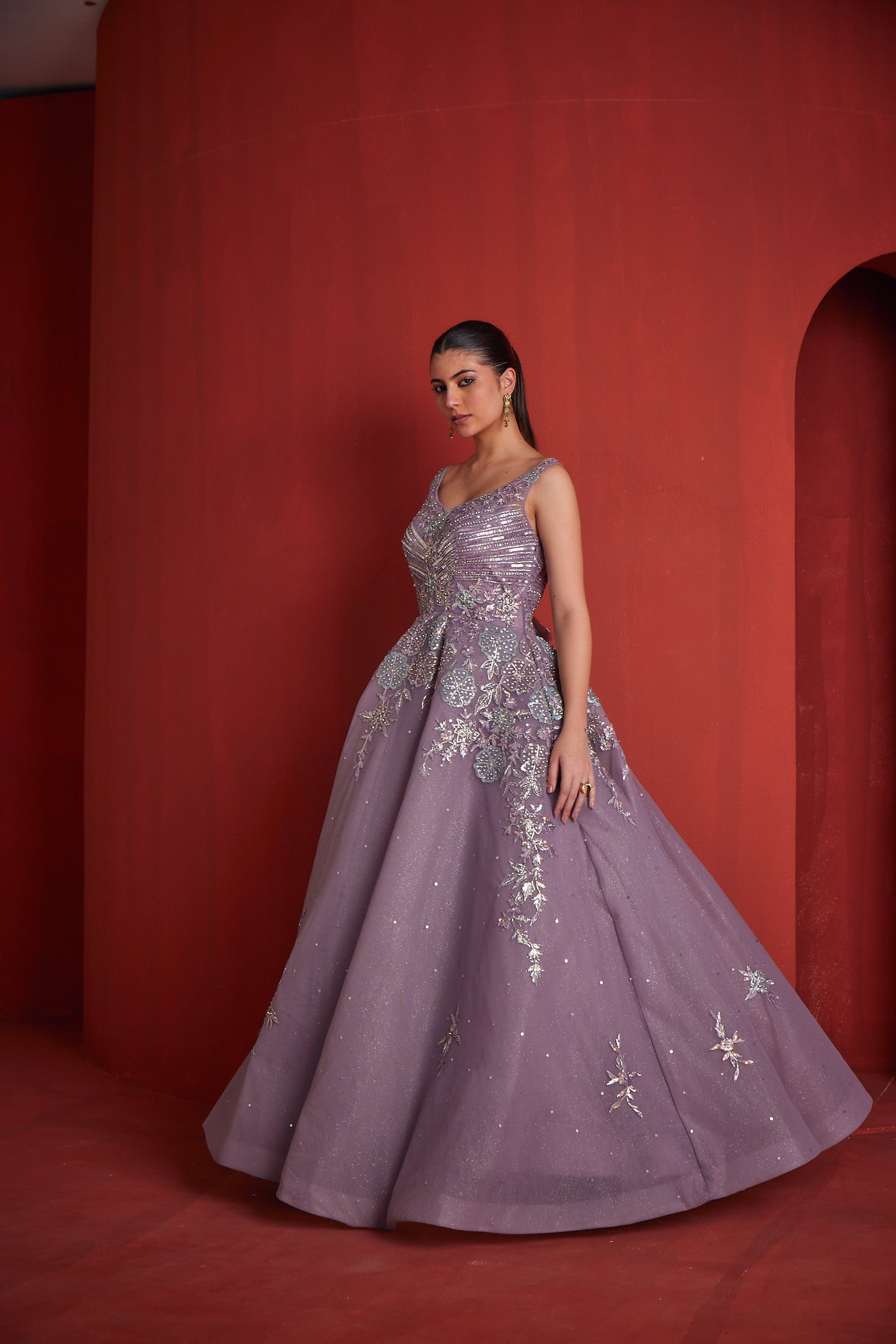 Neeru's Womens Lilac Colour Gown