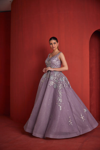 Neeru's Womens Lilac Colour Gown