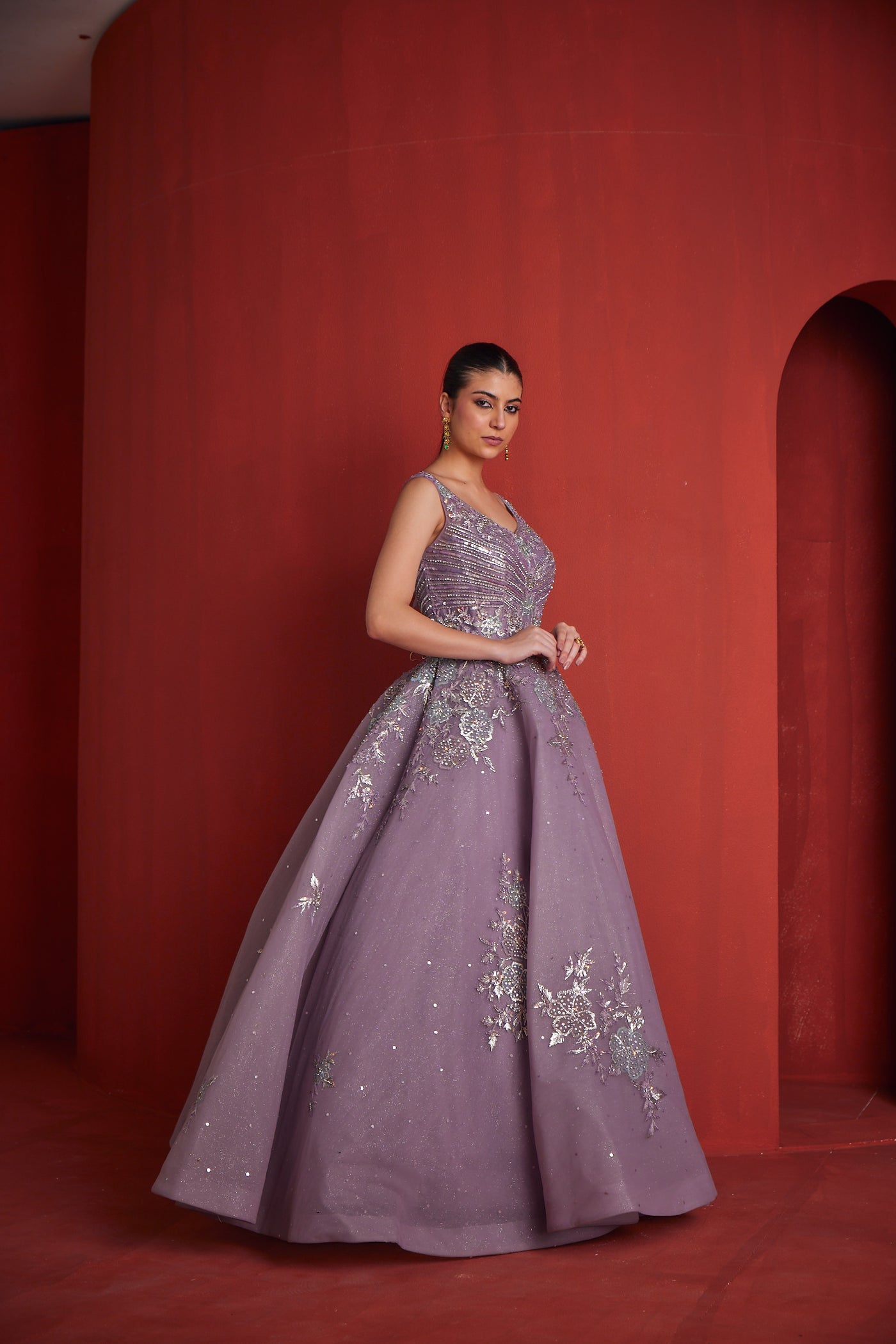 Neeru's Womens Lilac Colour Gown