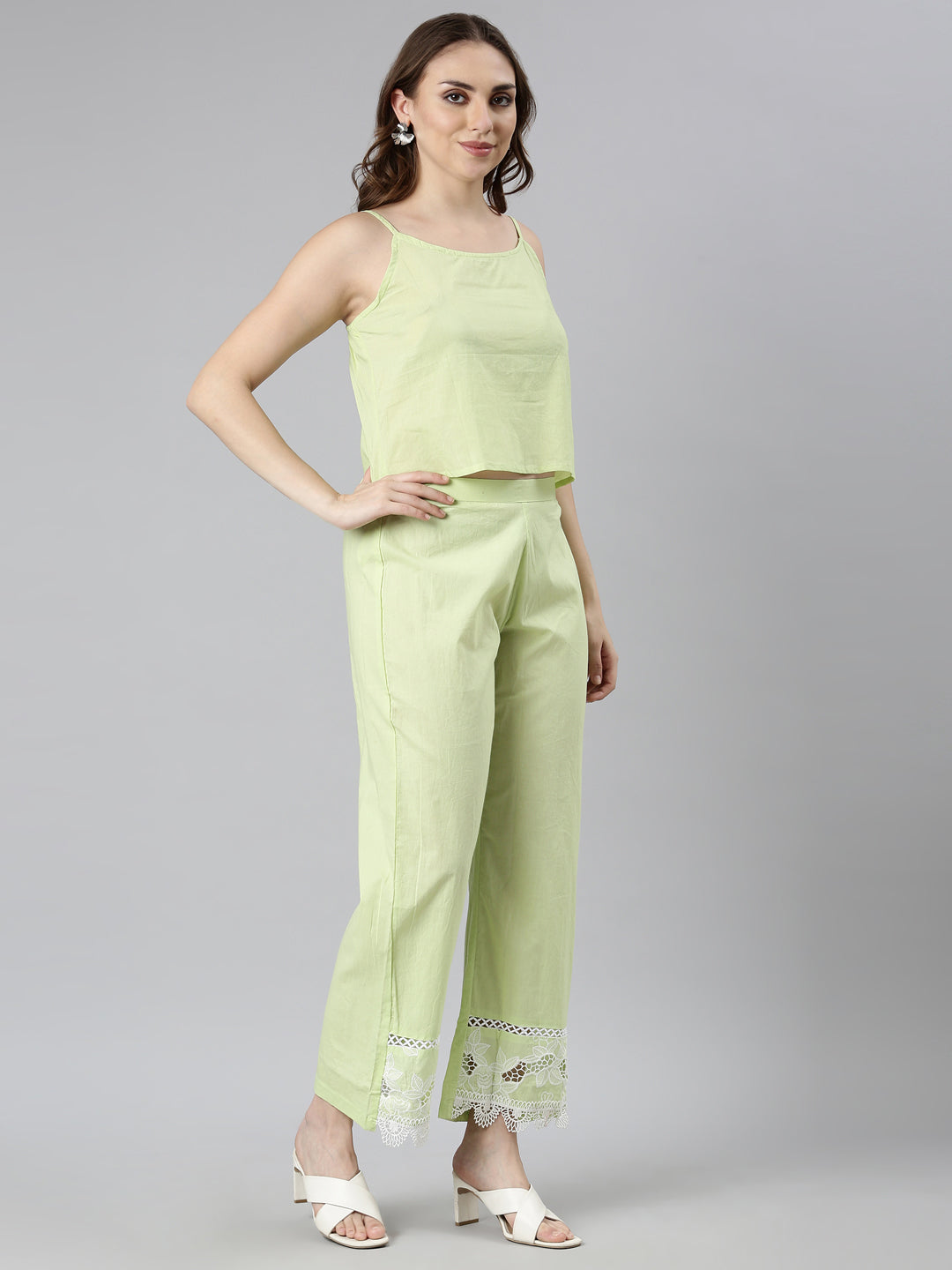 Neerus Green Regular Straight Floral Kurti And  Trousers