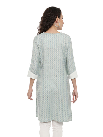 Neerus Women Green Checked Straight Kurta