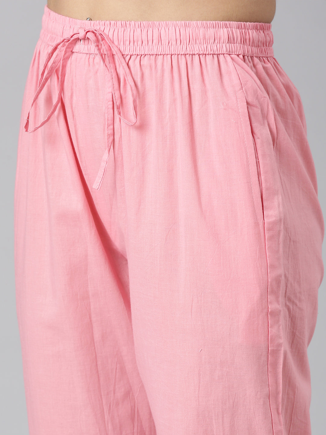 Neerus Pink Regular Straight Printed Kurta and Trousers With Dupatta