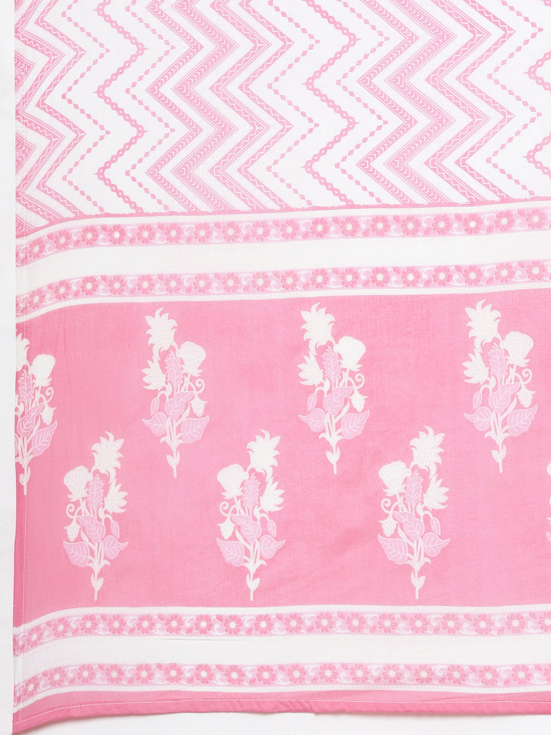 Neerus Pink Panelled Straight Printed Kurta and Trousers With Dupatta