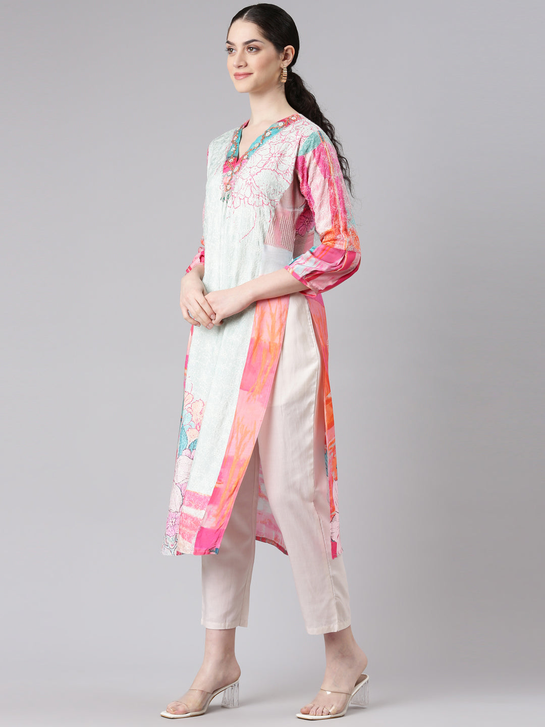 Neerus Women Multi Straight Kurta and Trousers