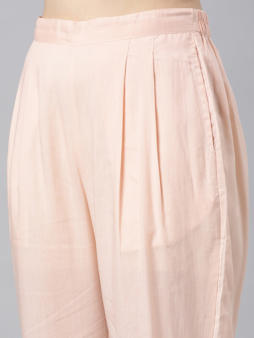 Neerus Peach Panelled Straight Kurta and Trousers