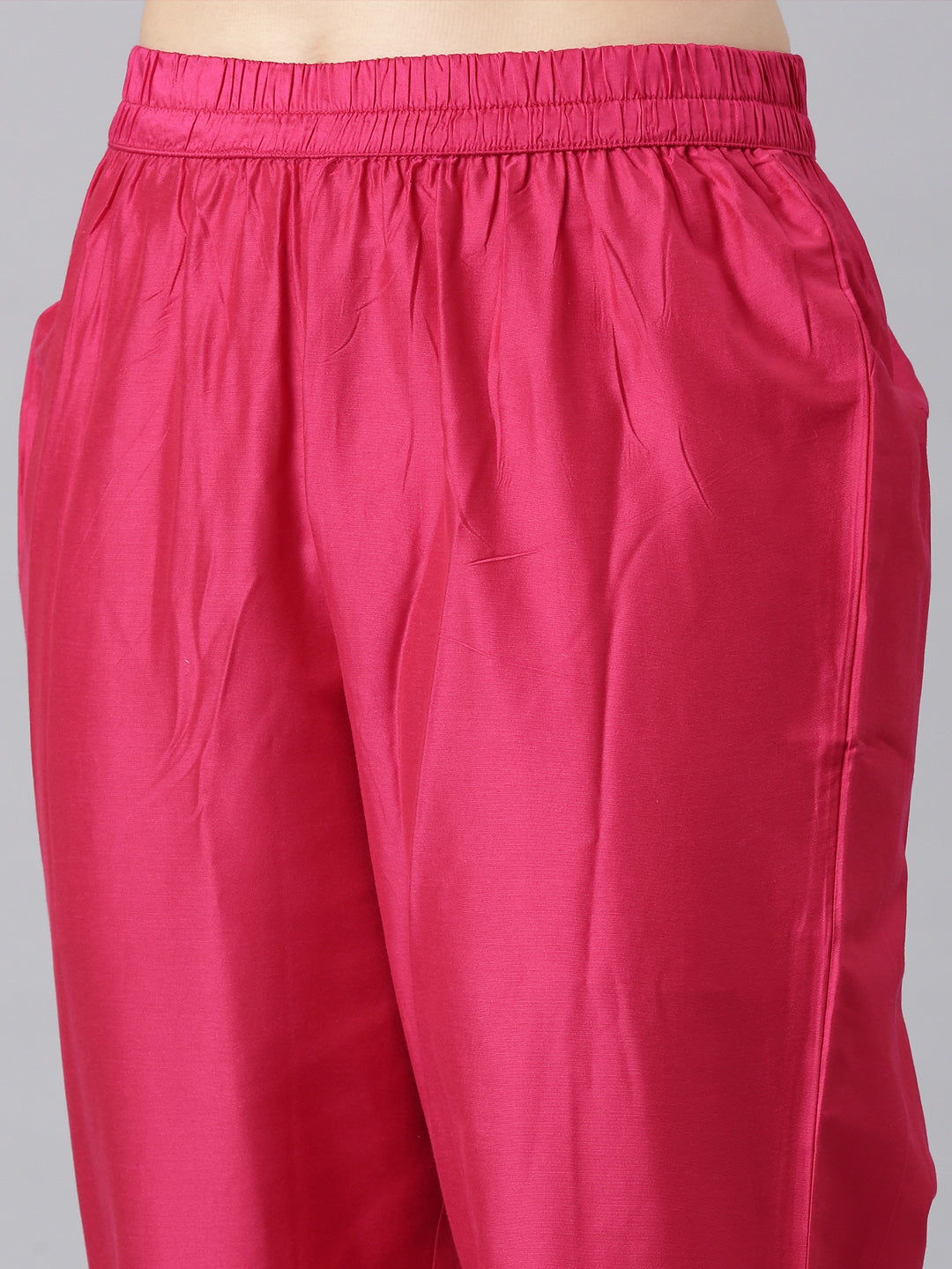 Neerus Pink Panelled Straight Kurta and Trousers With Dupatta