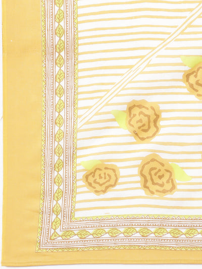 Neerus Yellow Panelled Straight Printed Kurta And Trousers With Dupatta