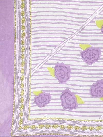 Neerus Purple Panelled Straight Printed Kurta And Trousers With Dupatta