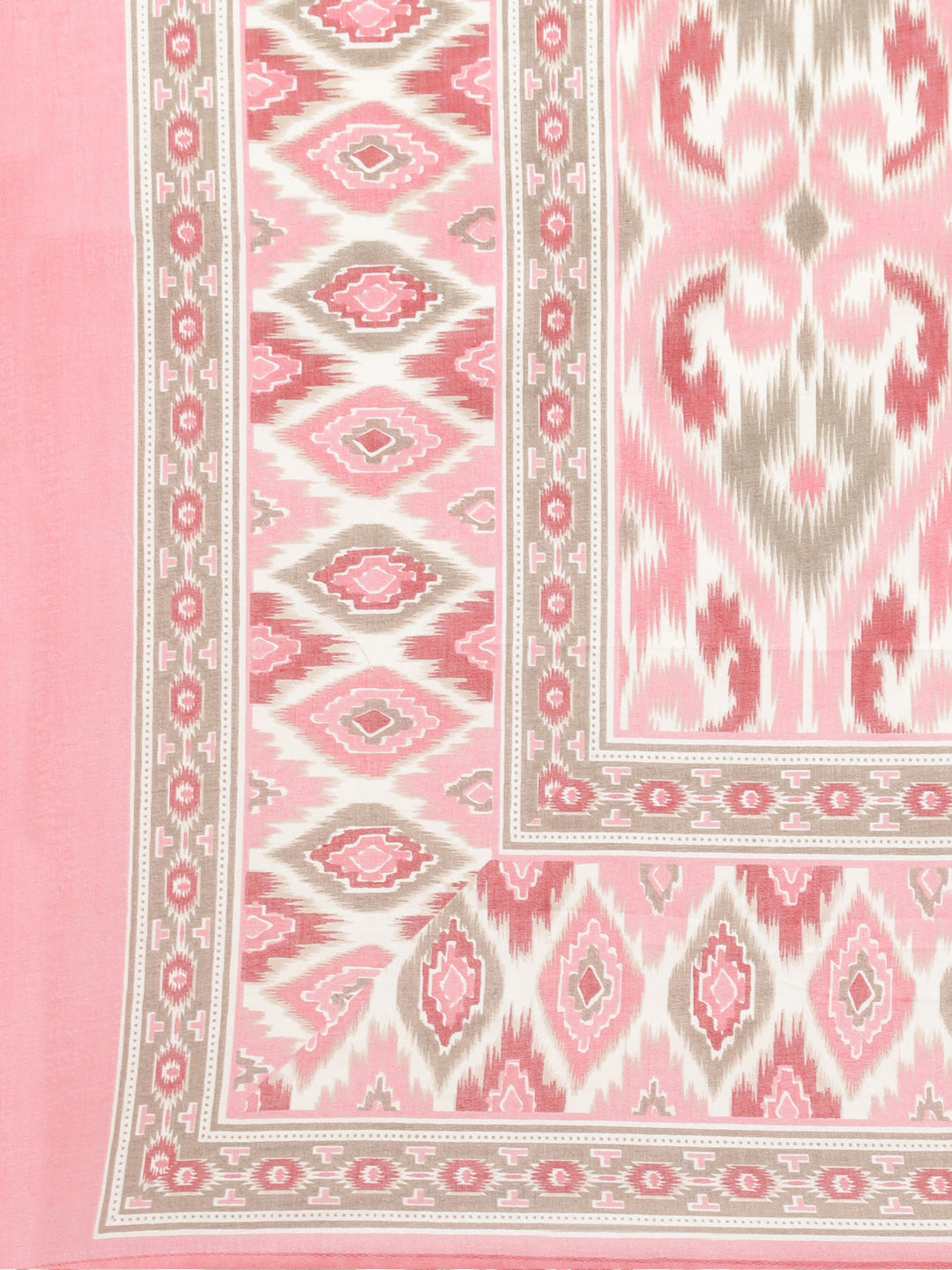 Neerus Pink Panelled Straight Printed Kurta And Trousers With Dupatta