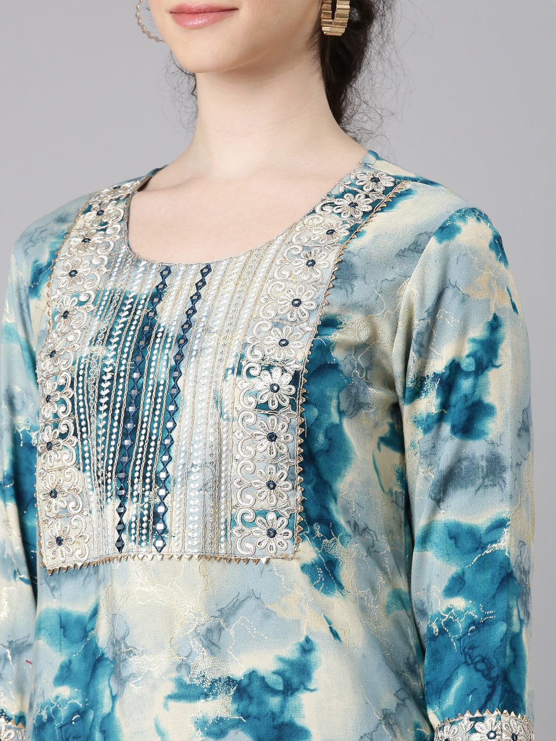 Neerus Blue Straight Casual Straight Kurtas