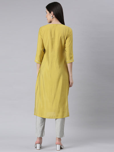 Neerus M Green Panelled Straight Embellished Kurtas