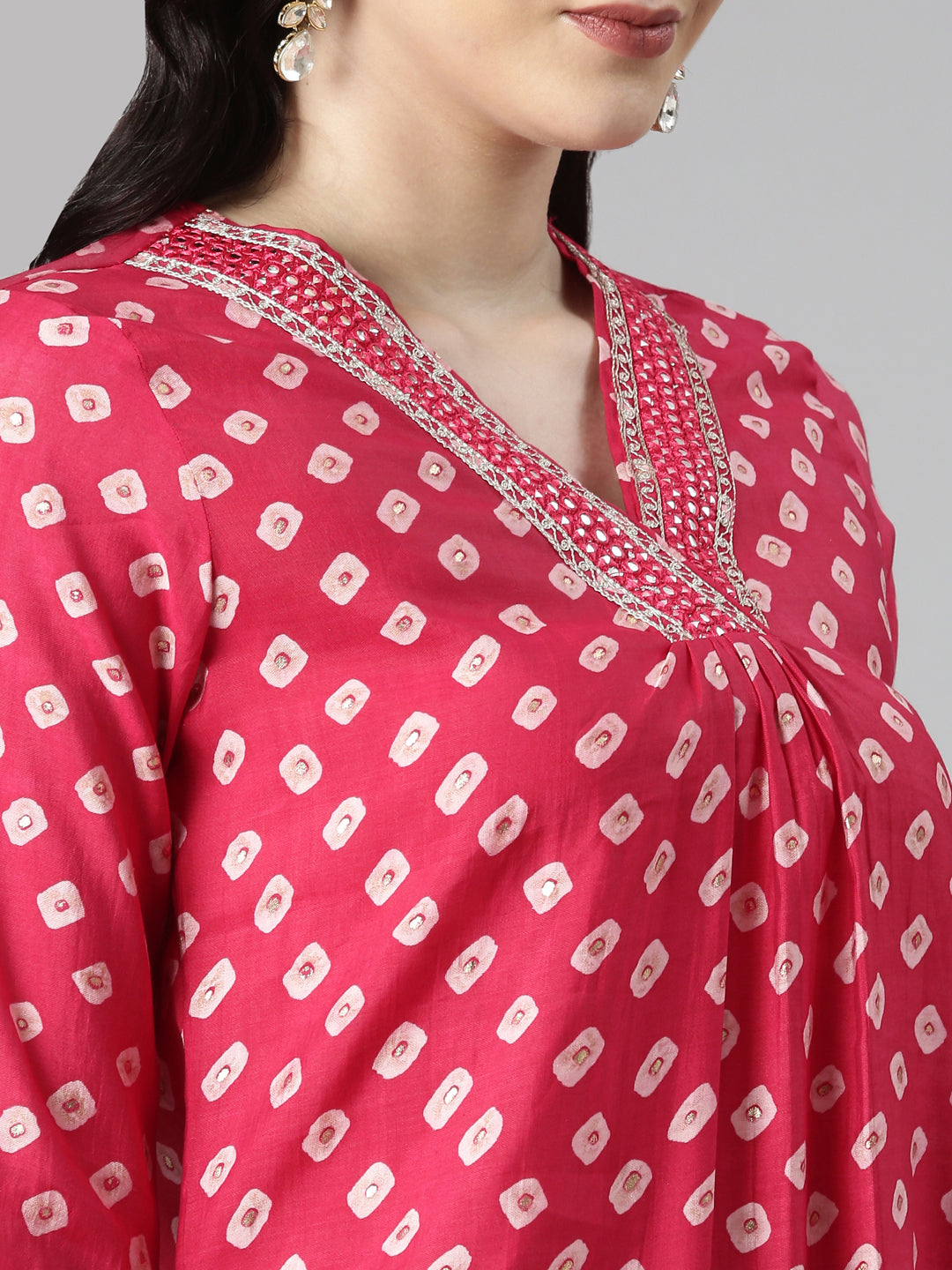 Neerus Pink Casual Solid Straight Kurtas