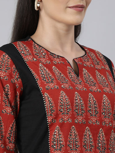 Neerus Black Regular Straight Solid Kurta And  Trousers With Dupatta