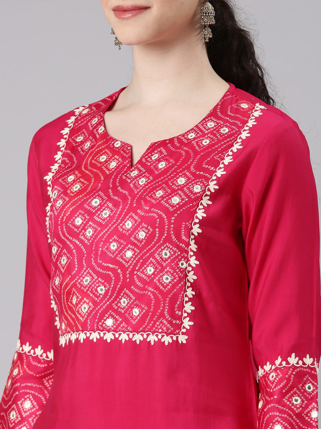 Neerus Women Pink Straight Kurta and Palazzos