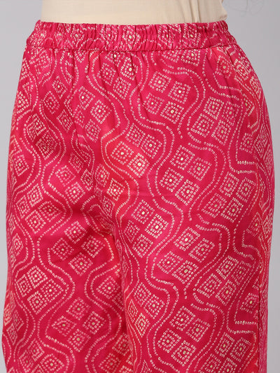 Neerus Women Pink Straight Kurta and Palazzos