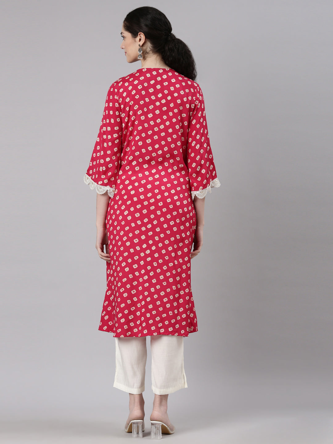 Neerus Pink Straight Casual Kurta and Trouser