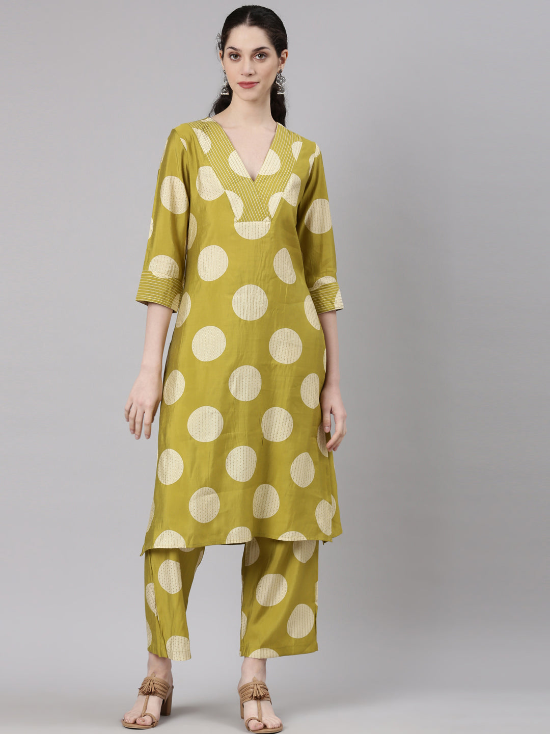 Neerus Yellow Straight Casual Kurta and Trouser