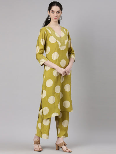 Neerus Yellow Straight Casual Kurta and Trouser