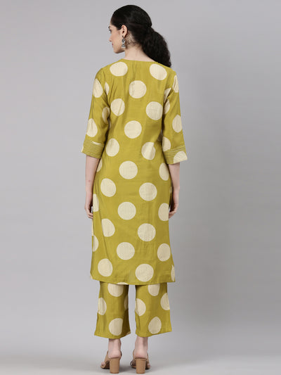 Neerus Yellow Straight Casual Kurta and Trouser