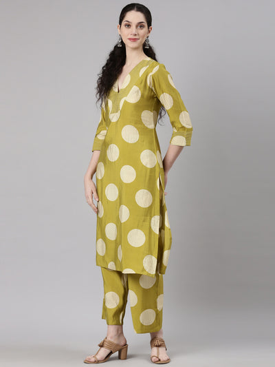 Neerus Yellow Straight Casual Kurta and Trouser