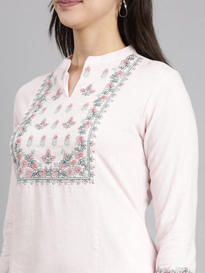 Neerus Pink Regular Straight Solid Kurta And  Trousers