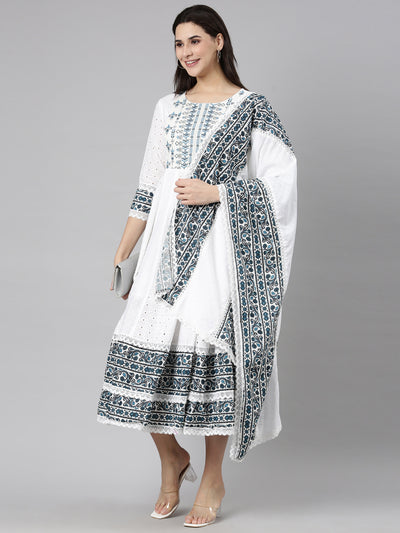 Neerus Blue Regular Anarkali Ethnic Motifs Kurtas