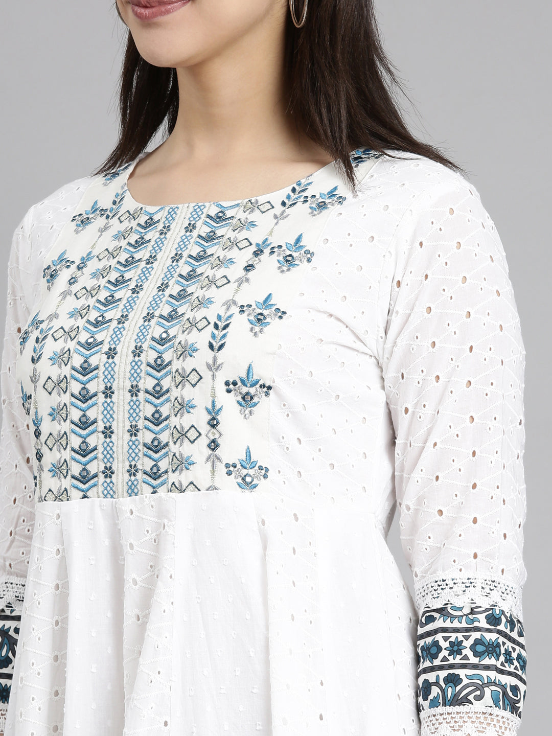 Neerus Blue Regular Anarkali Ethnic Motifs Kurtas