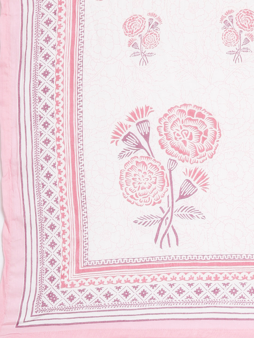 Neerus Pink Regular Straight Printed Kurta and Trousers With Dupatta