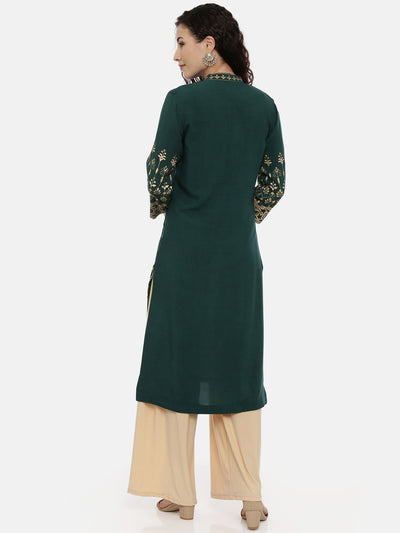 Neeru's Green Color Rayon Fabric Printed Kurta