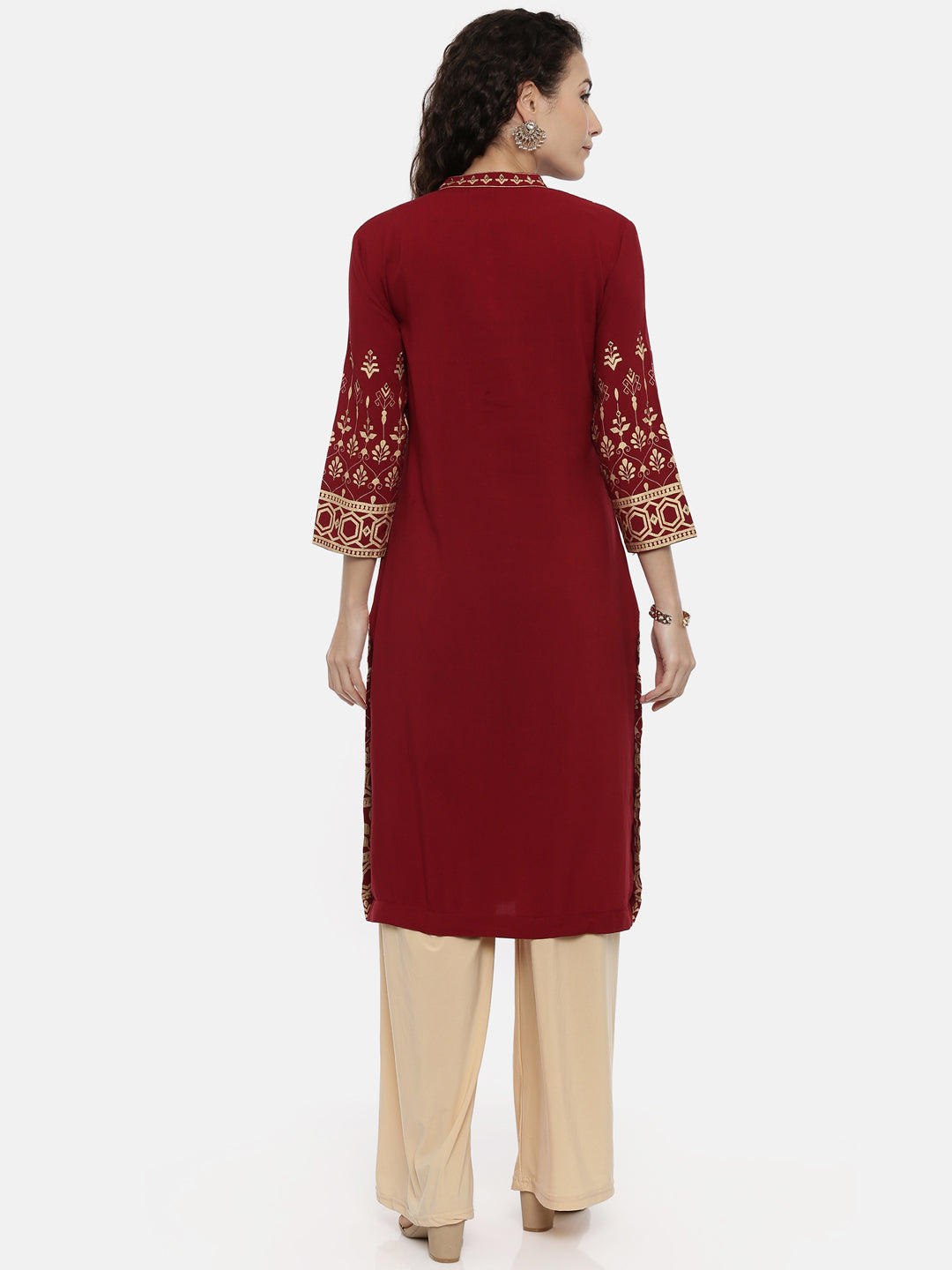 Neeru's Maroon Color Rayon Fabric Printed Kurta