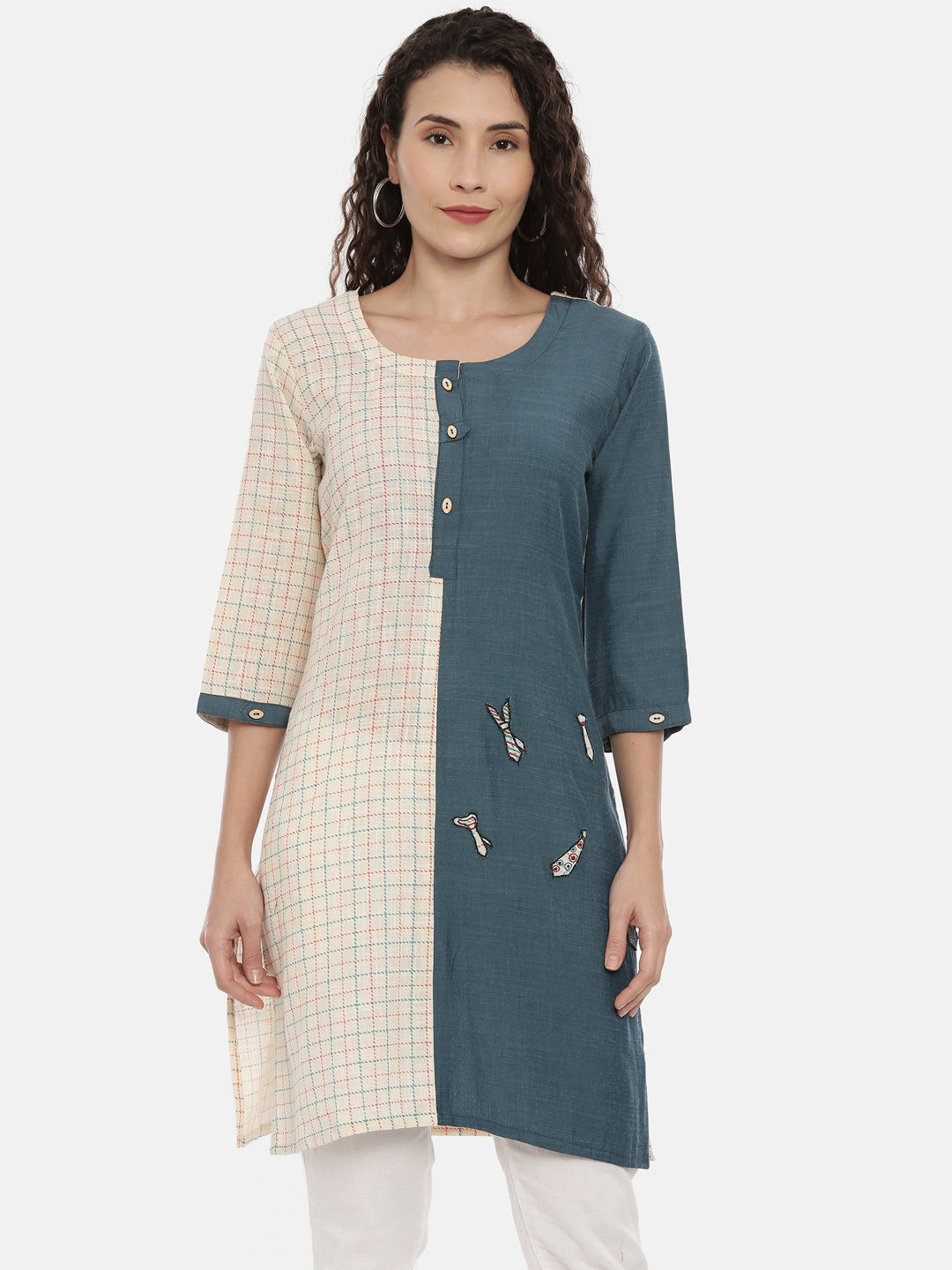 Neeru's Cream Color Cotton Fabric Kurta