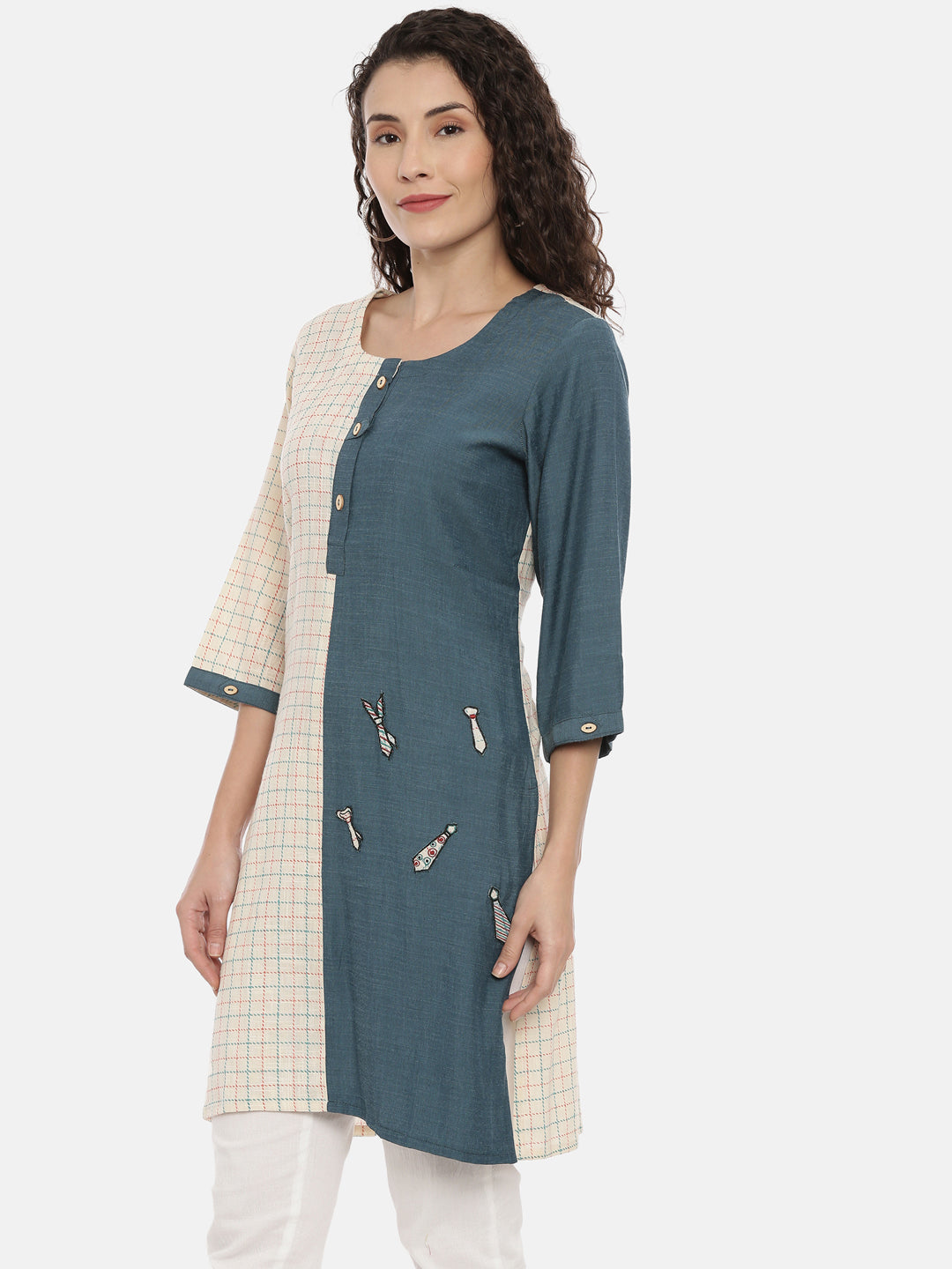 Neeru's Cream Color Cotton Fabric Kurta