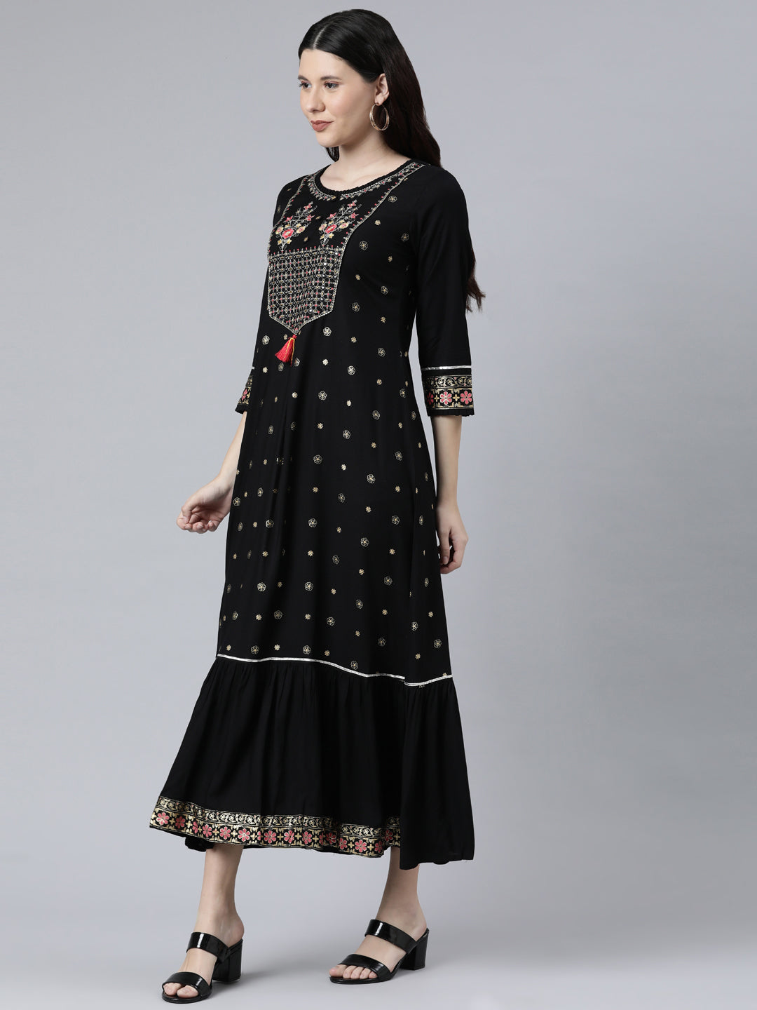 Neeru's Black Color Rayon Fabeic Dress