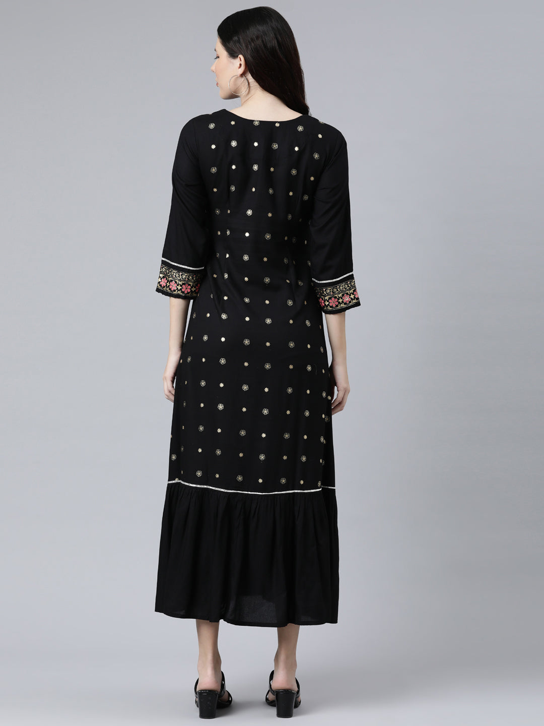 Neeru's Black Color Rayon Fabeic Dress