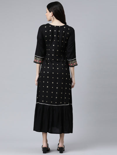 Neeru's Black Color Rayon Fabeic Dress