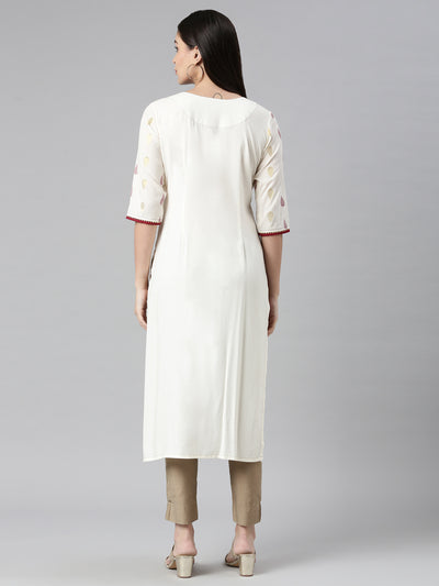 Neeru's Cream Color Rayon Fabric Kurta