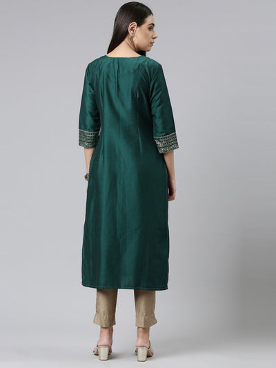 Neeru's Green Color Calf Length Kurta