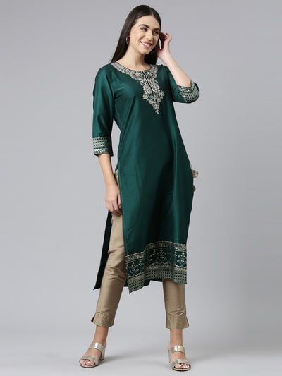 Neeru's Green Color Calf Length Kurta