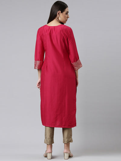 Neeru's Pink Color Calf Length Kurta