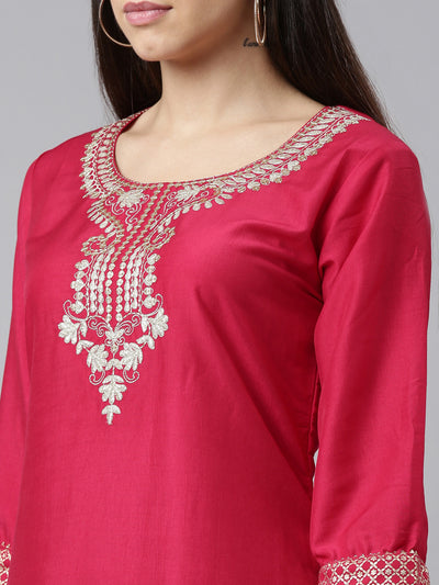 Neeru's Pink Color Calf Length Kurta