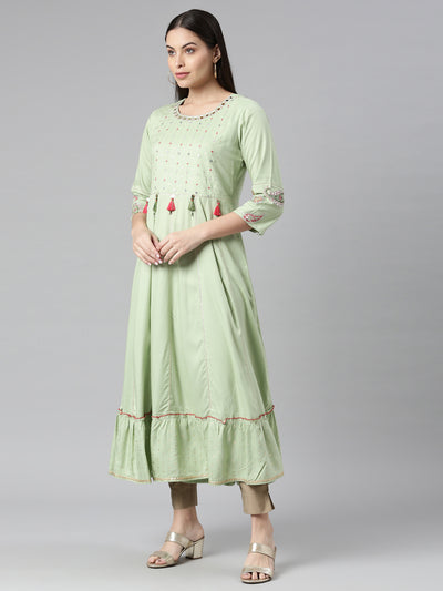 Neeru's Pista Color Rayon Fabric Kurta