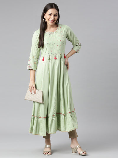 Neeru's Pista Color Rayon Fabric Kurta