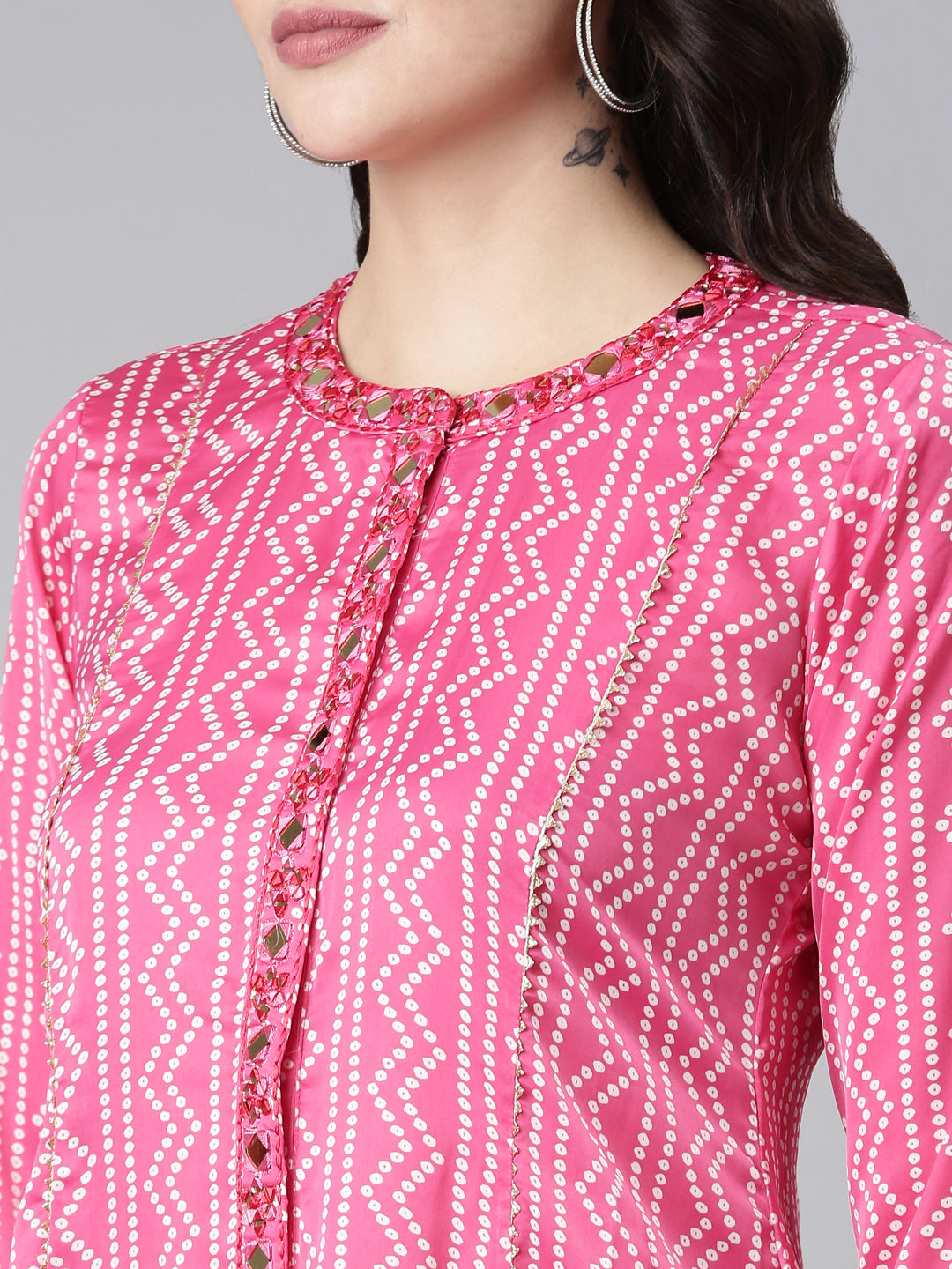 Neeru's Pink Regular Anarkali Printed Kurta