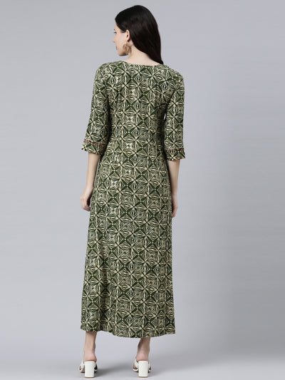 Neeru's Green Color Rayon Fabric Dress