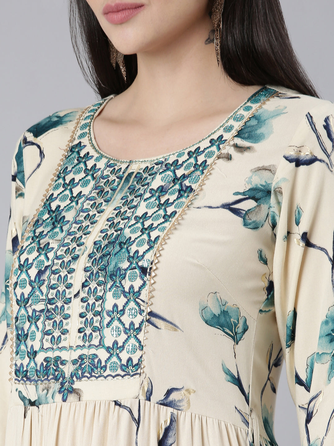 Neeru's Blue Straight Casual Printed Dress