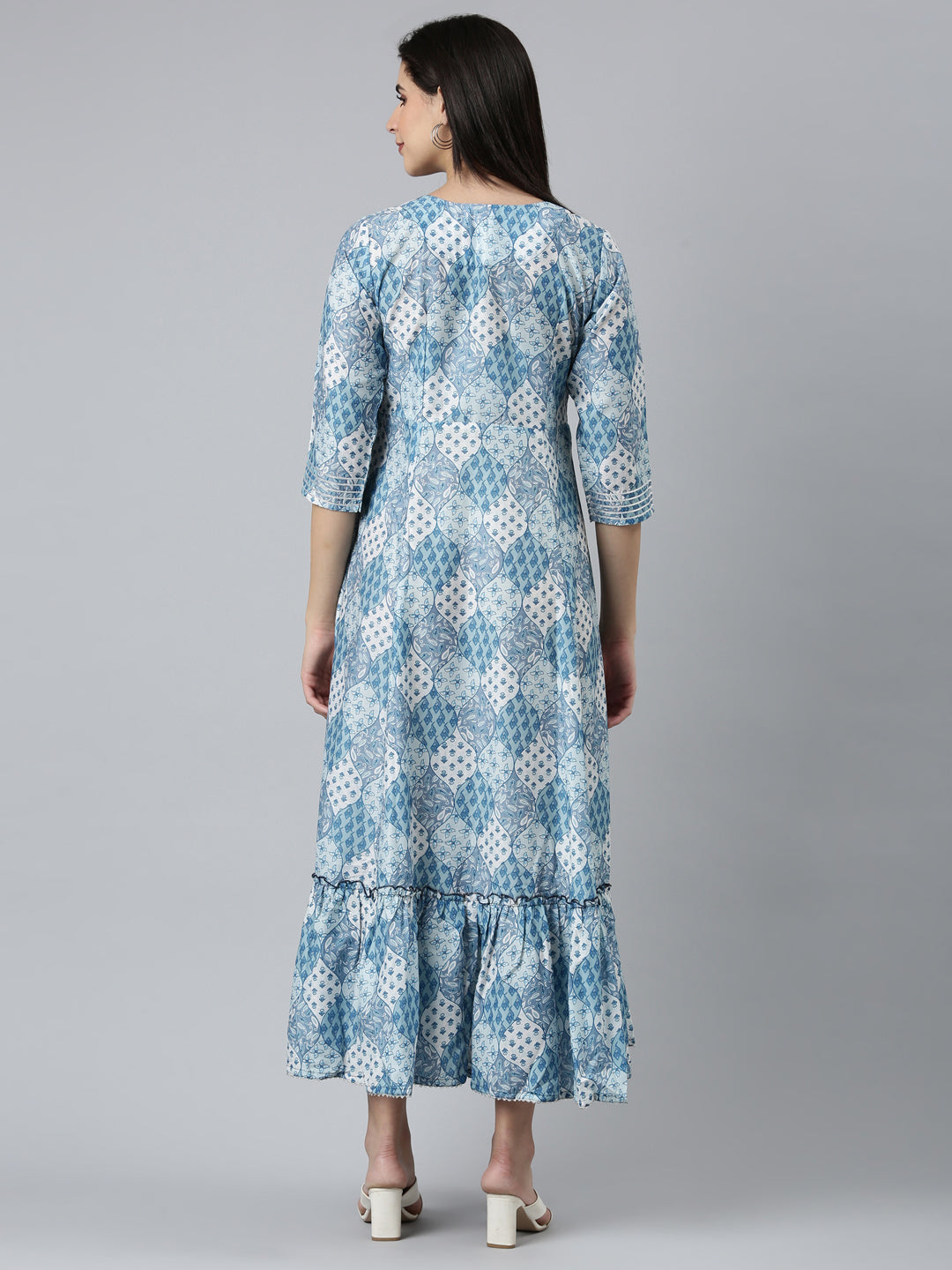 Neeru's Blue Straight Casual Printed Dress