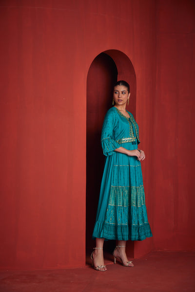 Neeru's Womens Rama Color Santoon Fabric Dress